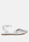 Chalcis Metallic Eyelet Detail Flat Sandals-5