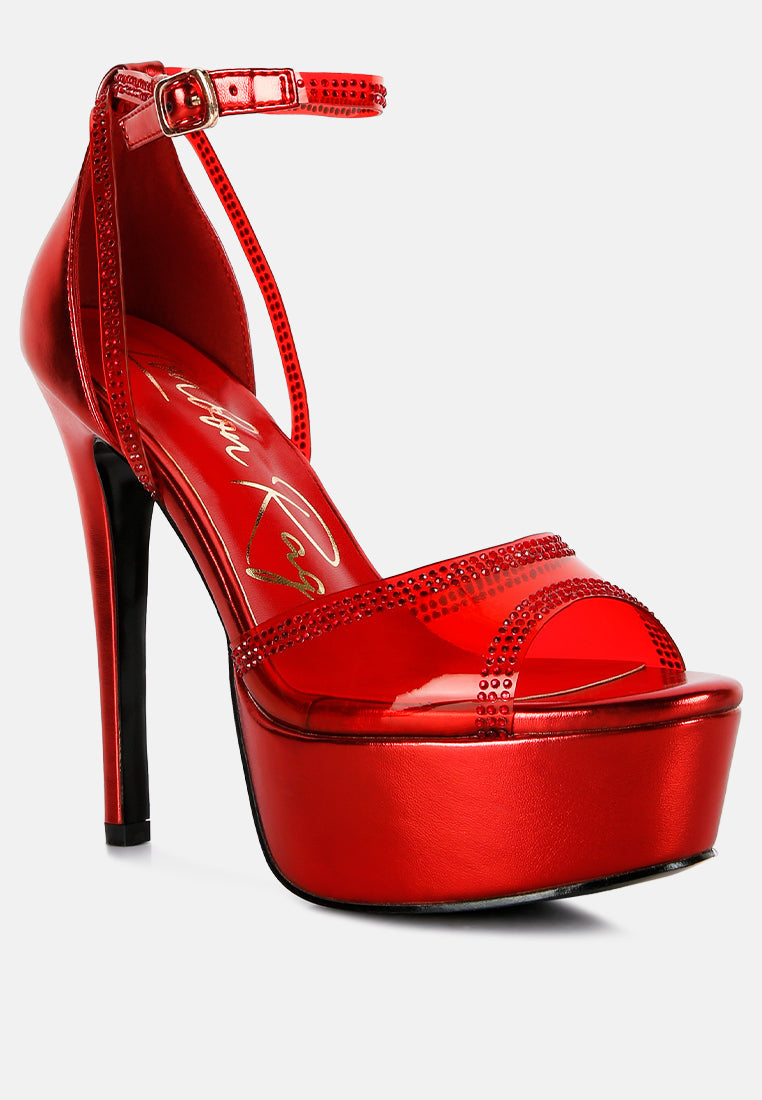 Cinderella Rhinestones Embellished Stiletto Platform Sandals-1