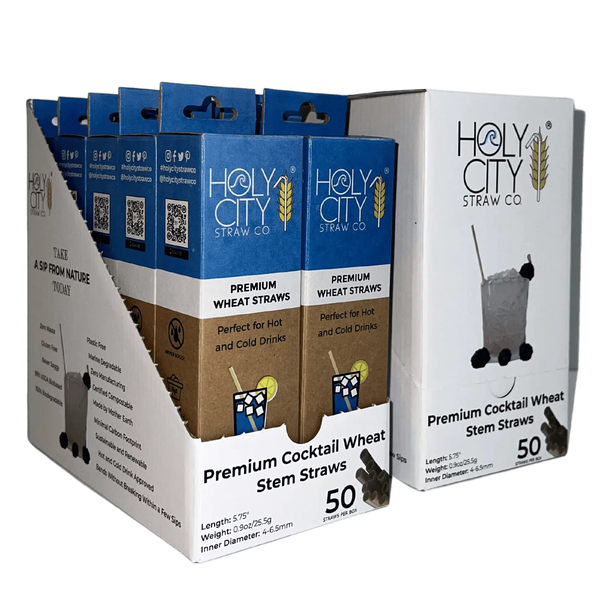 5.75" Cocktail Wheat Stem Drinking Straws | Inner Pack | 10 x 50ct. Boxes-2