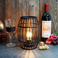 8"H Cordless Metal Wine Barrel Lamp(Black Brushed Gold)-0