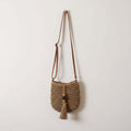 Crossbody Straw Beach Bag with Wooden Bead Tassels-1