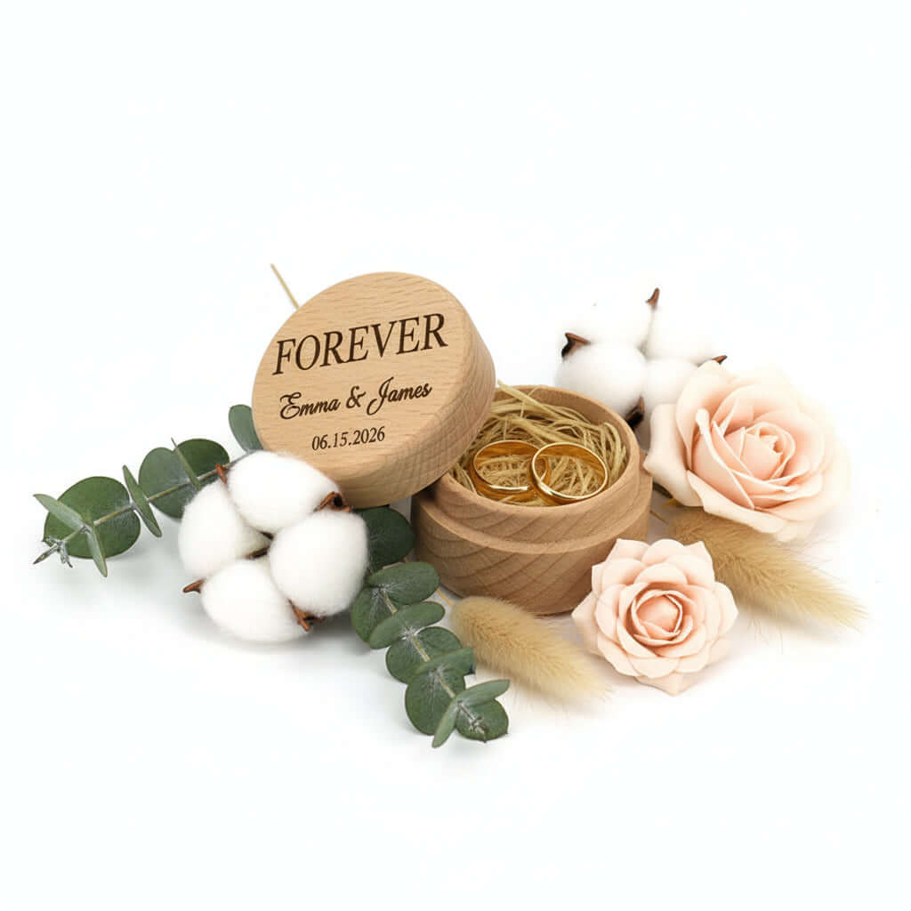 Custom Engraved Earring Box – Beech Wood Wedding Jewelry Gift Box-1