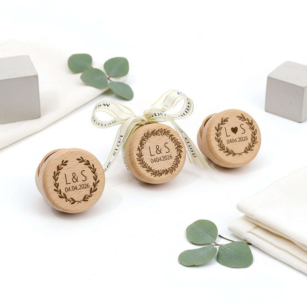 Custom Engraved Earring Box – Beech Wood Wedding Jewelry Gift Box-2