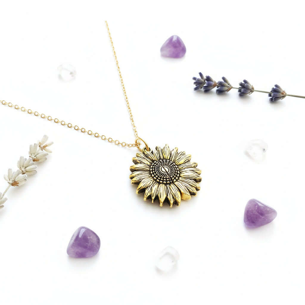 Custom Sunflower Double Letter Necklace – Personalized Women’s Jewelry-1