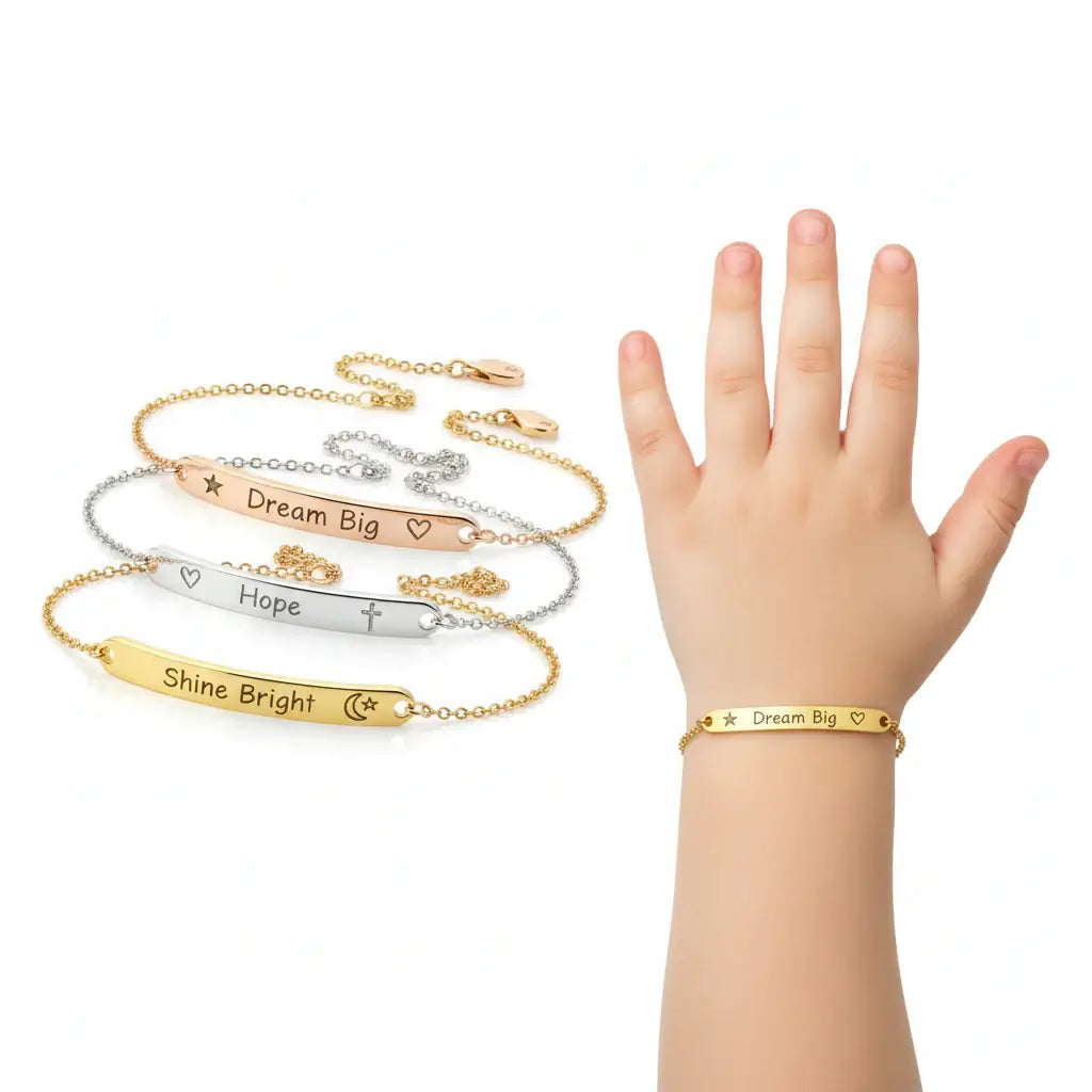 Custom baby name bracelet Baby Jewelry Charm Child ID Stainless Steel-0