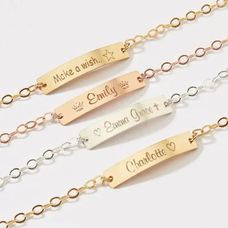 Custom baby name bracelet Baby Jewelry Charm Child ID Stainless Steel-4