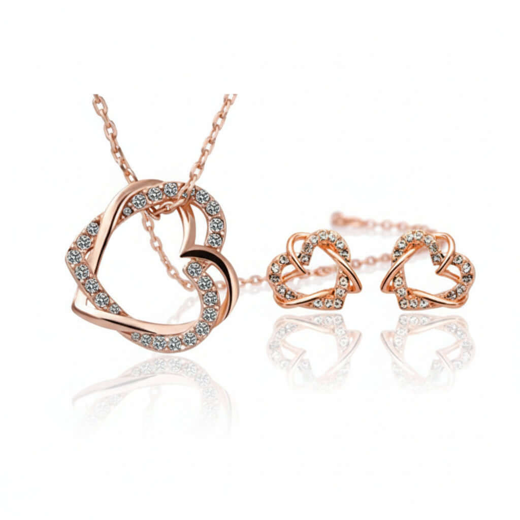 Customized heart necklace Double Diamond Necklace Korean Style Jewelry-0