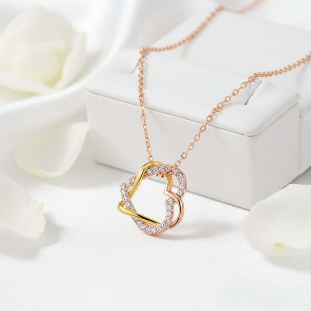 Customized heart necklace Double Diamond Necklace Korean Style Jewelry-1