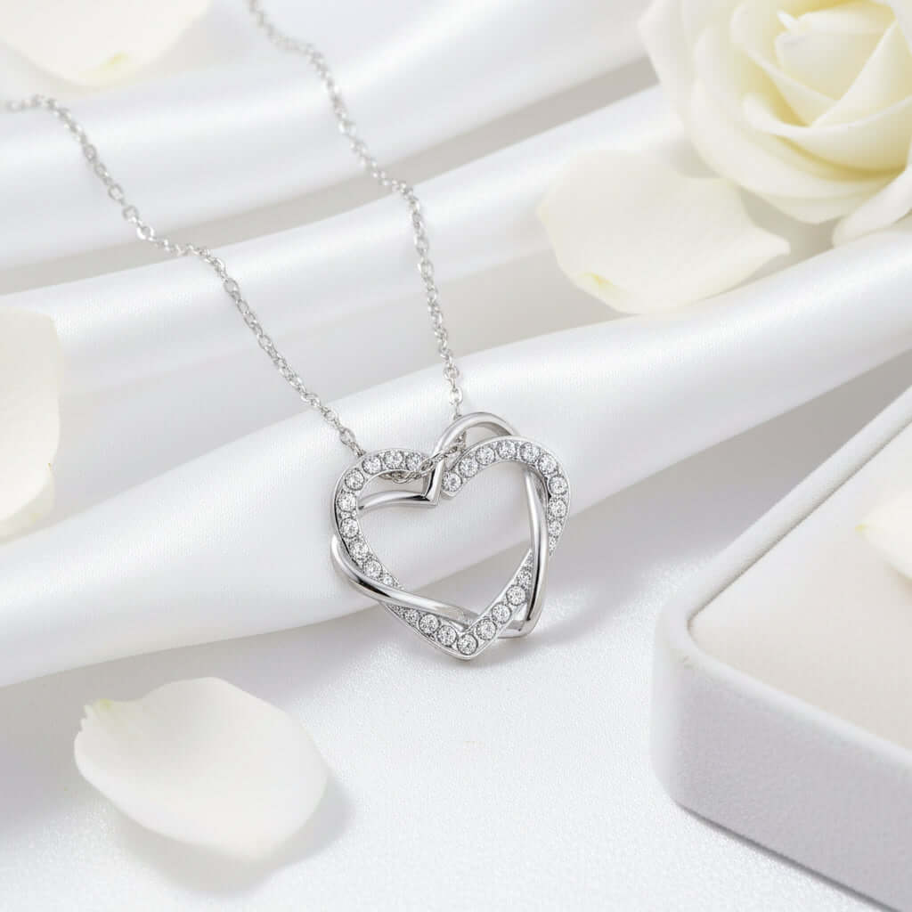 Customized heart necklace Double Diamond Necklace Korean Style Jewelry-2
