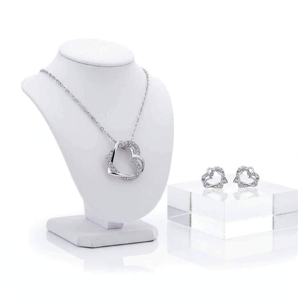Customized heart necklace Double Diamond Necklace Korean Style Jewelry-5