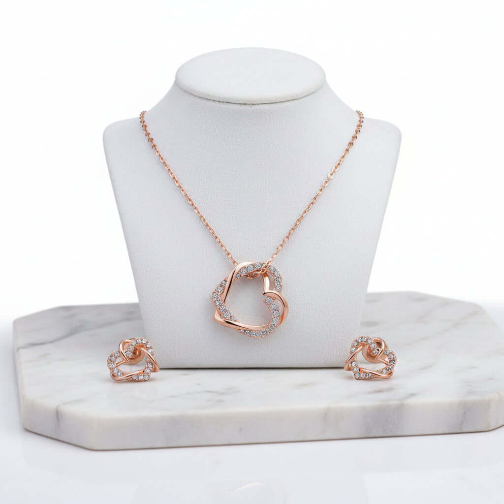 Customized heart necklace Double Diamond Necklace Korean Style Jewelry-6
