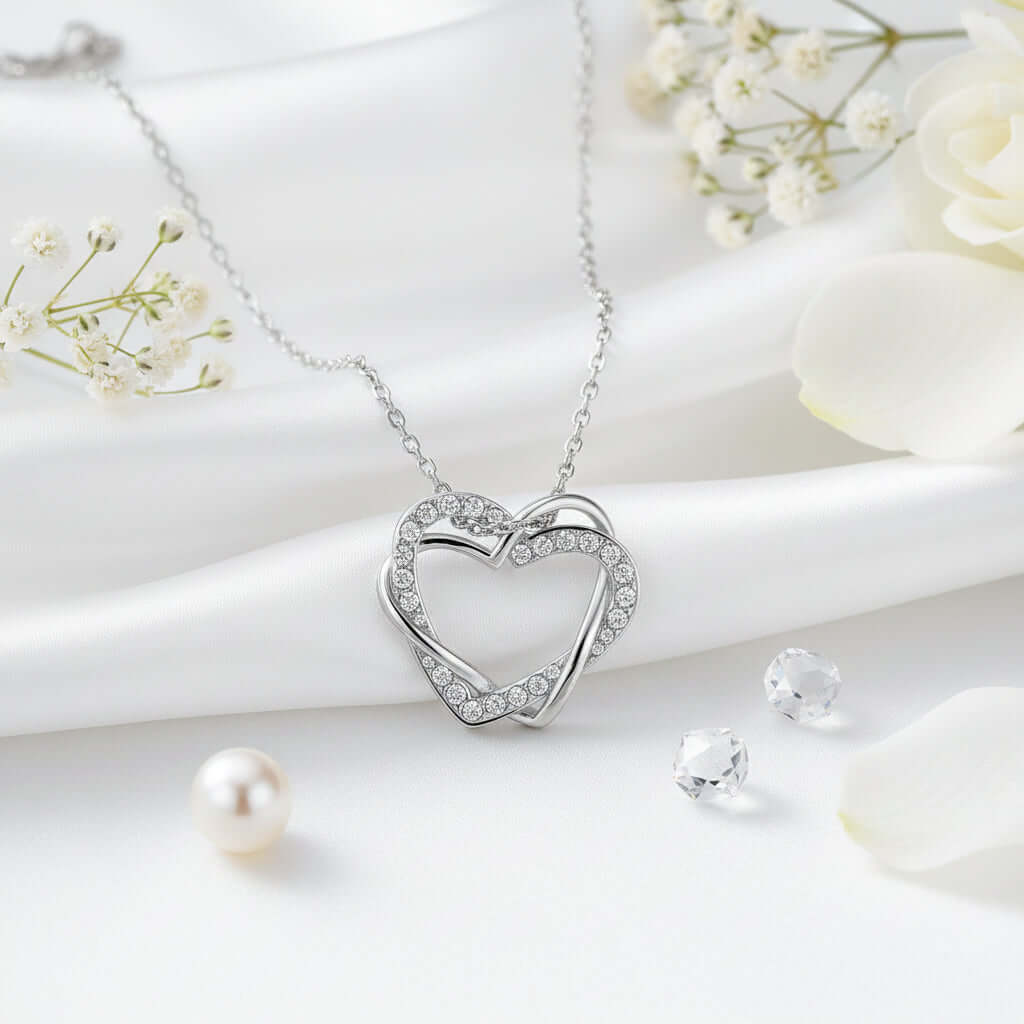 Customized heart necklace Double Diamond Necklace Korean Style Jewelry-7
