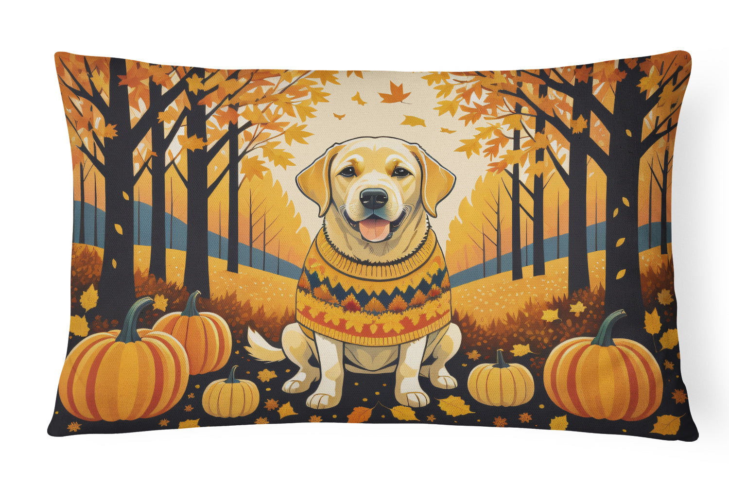 Yellow Labrador Retriever Fall Throw Pillow-0