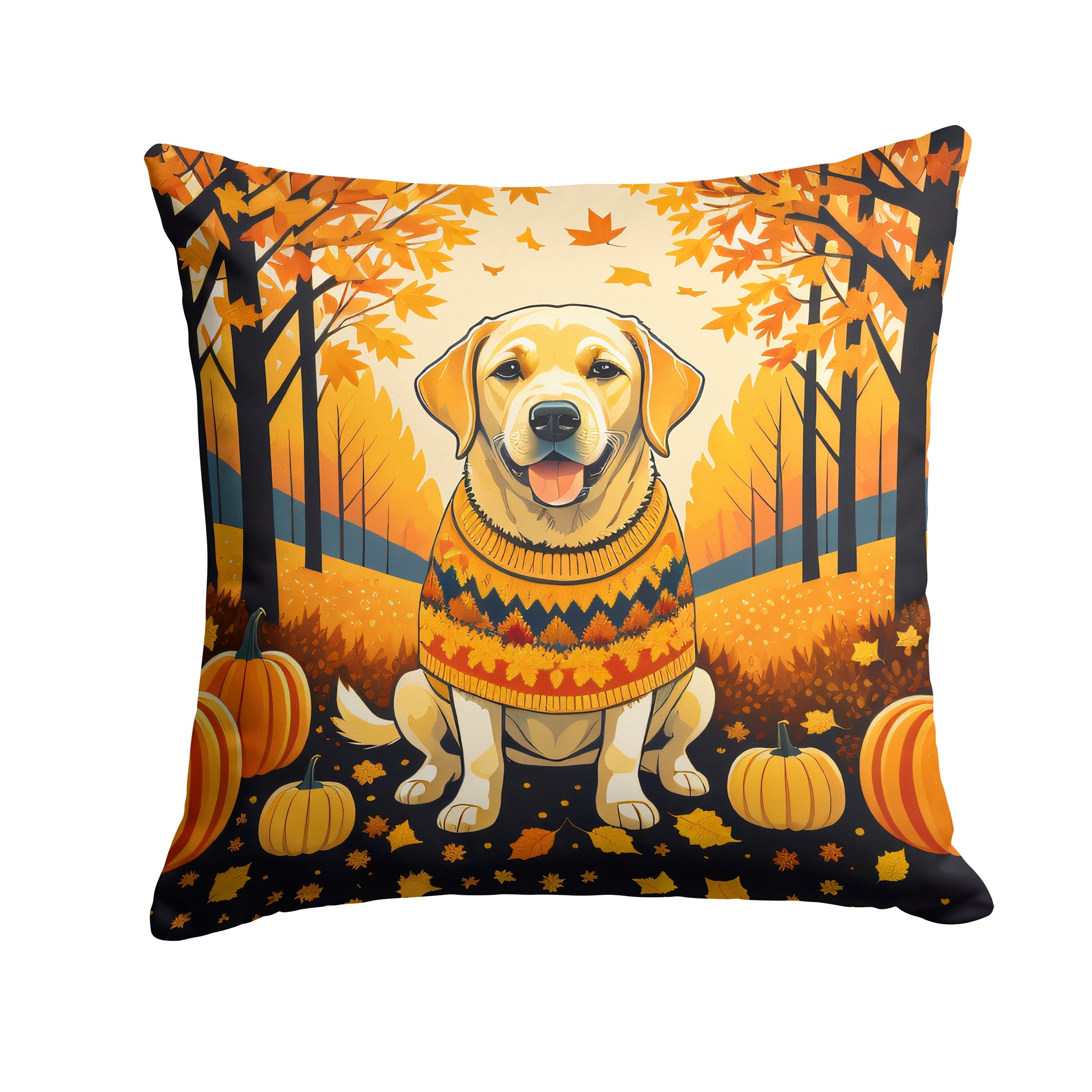 Yellow Labrador Retriever Fall Throw Pillow-0