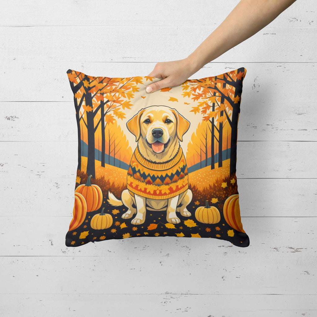 Yellow Labrador Retriever Fall Throw Pillow-3
