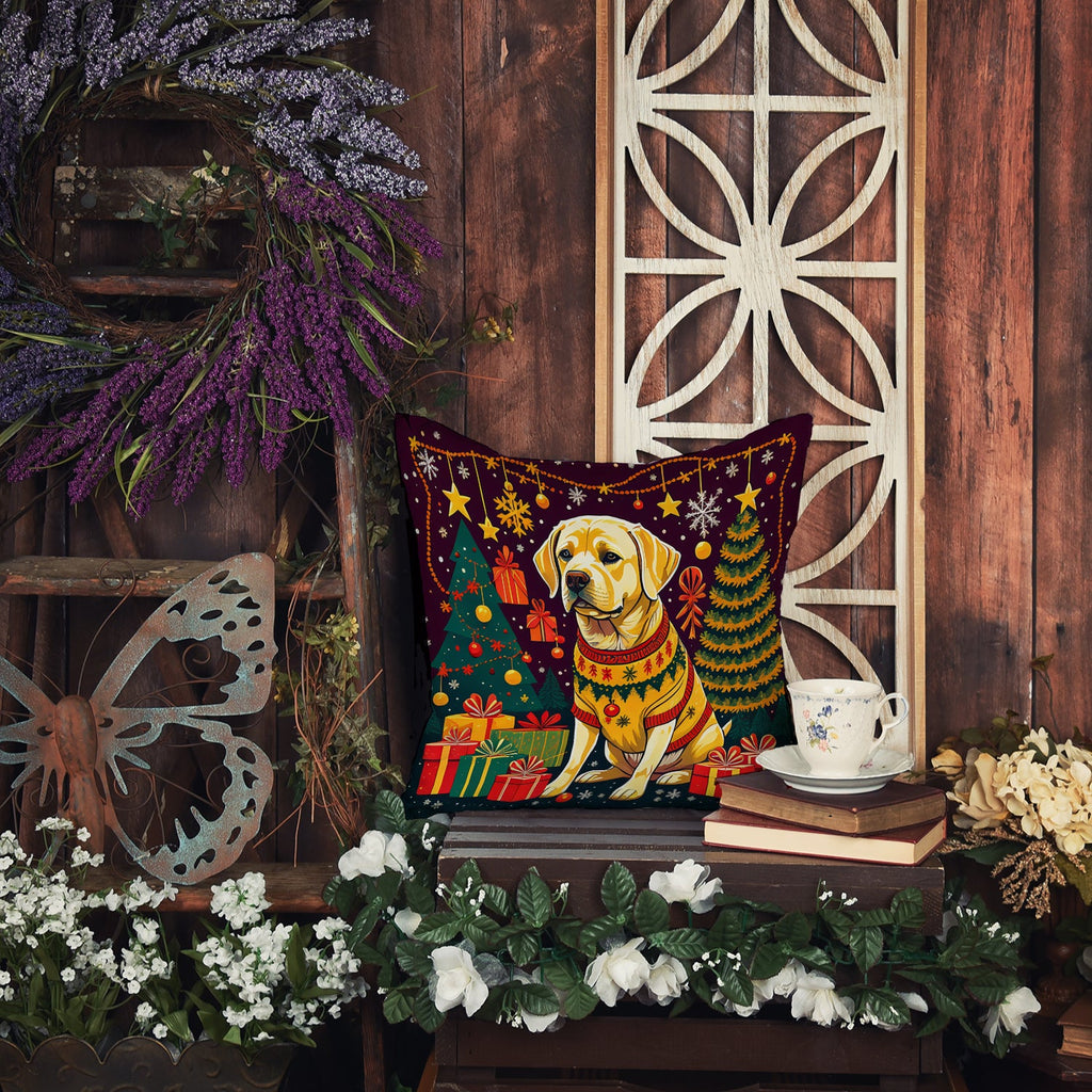 Yellow Labrador Retriever Christmas Throw Pillow-4