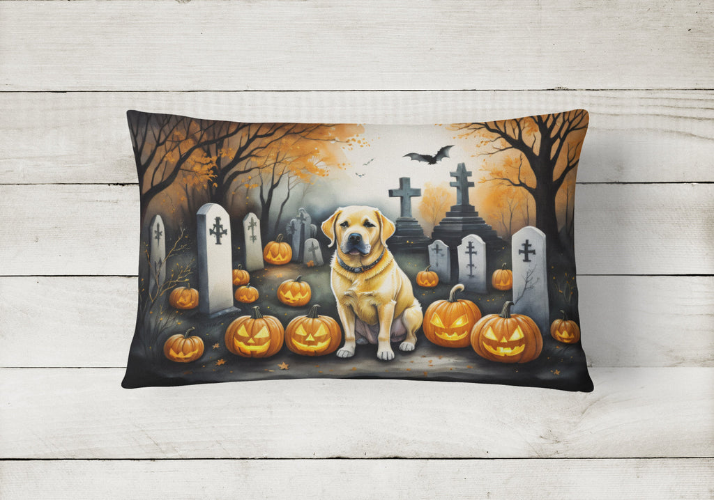 Yellow Labrador Retriever Spooky Halloween Throw Pillow-1
