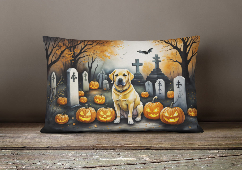 Yellow Labrador Retriever Spooky Halloween Throw Pillow-3