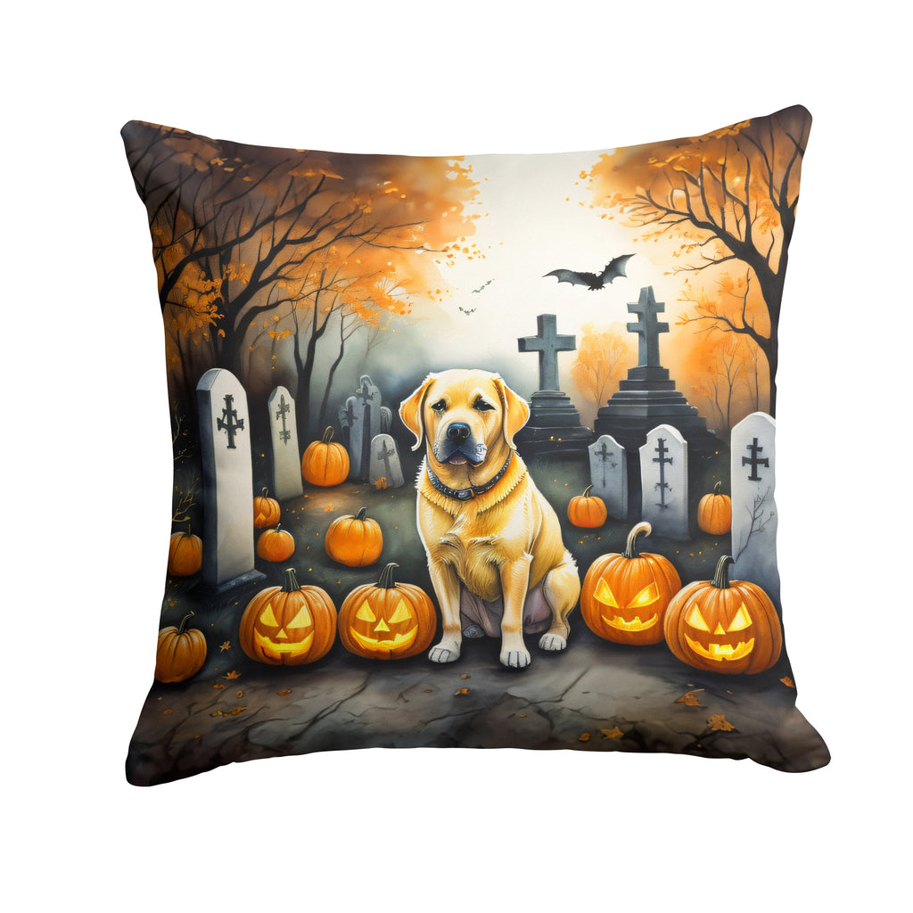 Yellow Labrador Retriever Spooky Halloween Throw Pillow-0