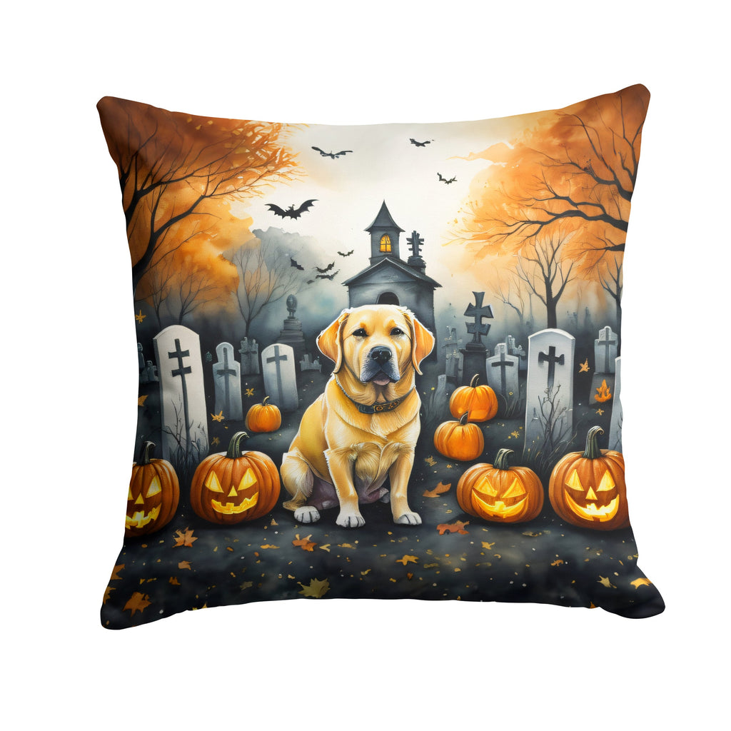 Yellow Labrador Retriever Spooky Halloween Throw Pillow-0