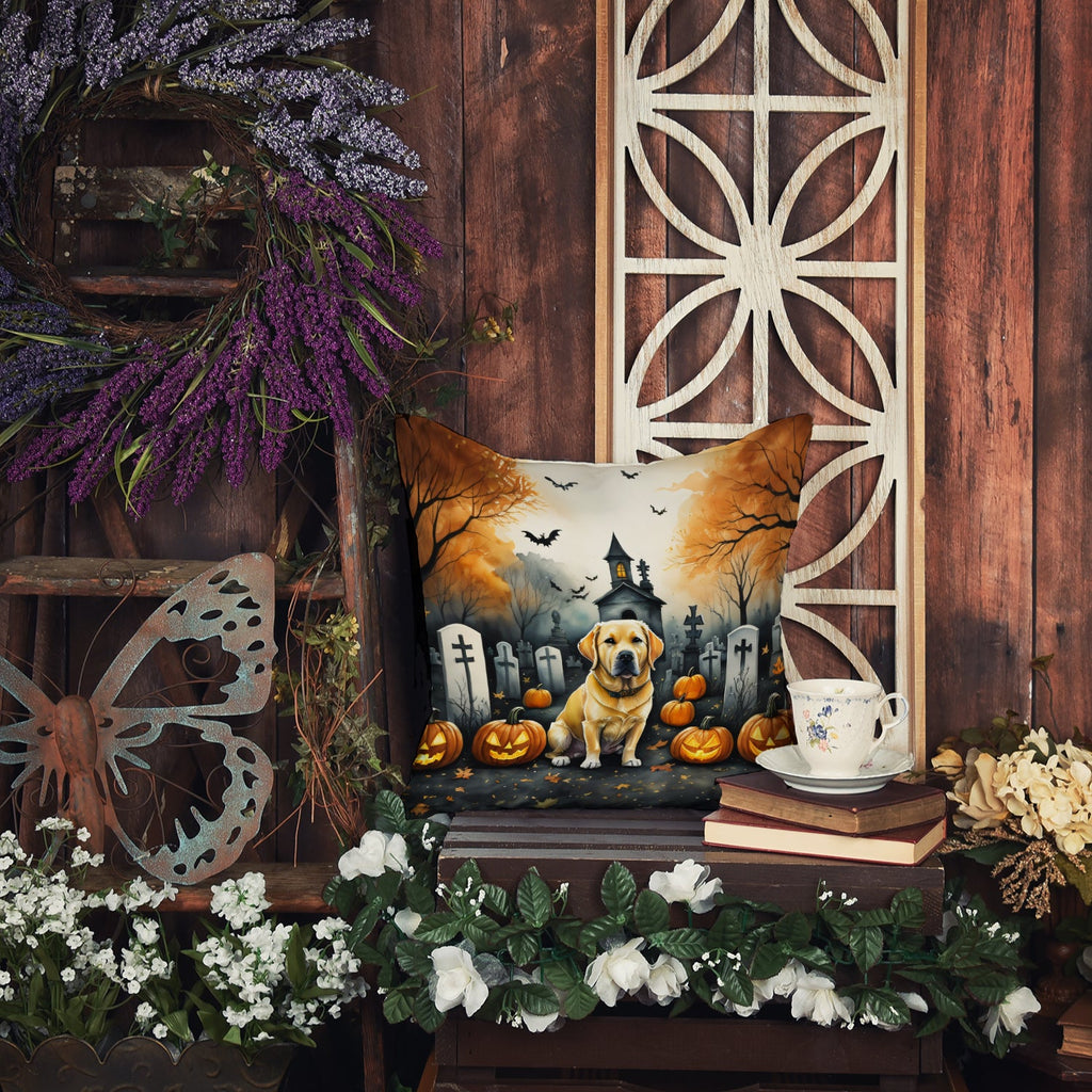 Yellow Labrador Retriever Spooky Halloween Throw Pillow-3