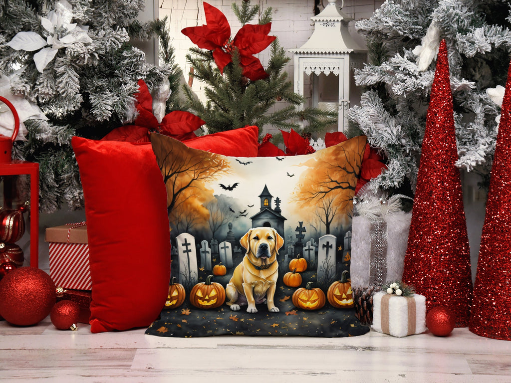 Yellow Labrador Retriever Spooky Halloween Throw Pillow-4