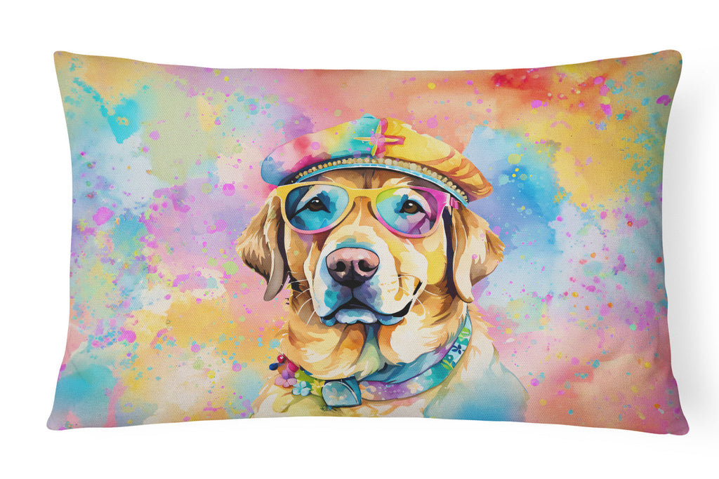 Yellow Labrador Hippie Dawg Throw Pillow-0