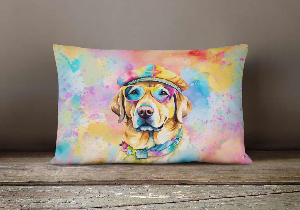 Yellow Labrador Hippie Dawg Throw Pillow-3