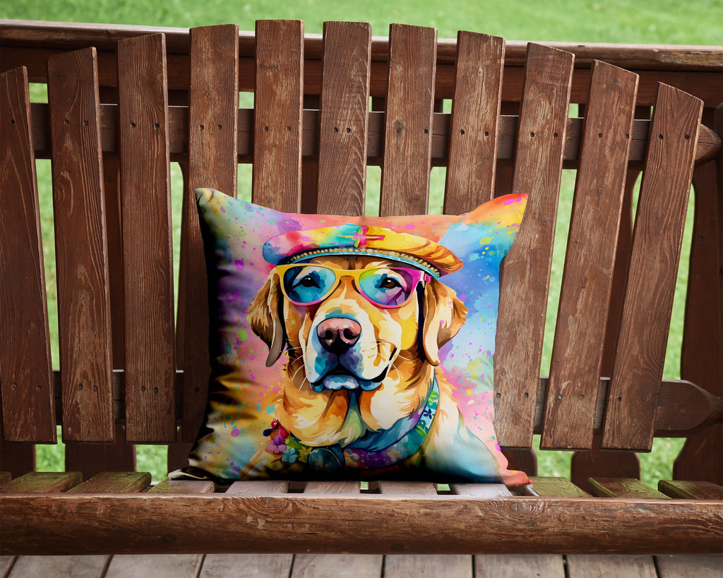 Yellow Labrador Hippie Dawg Throw Pillow-3