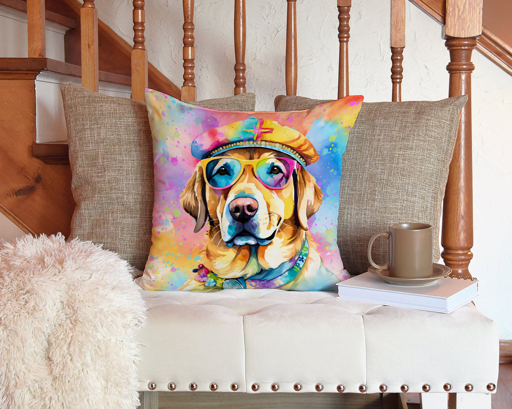 Yellow Labrador Hippie Dawg Throw Pillow-4