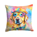Yellow Labrador Hippie Dawg Throw Pillow-0