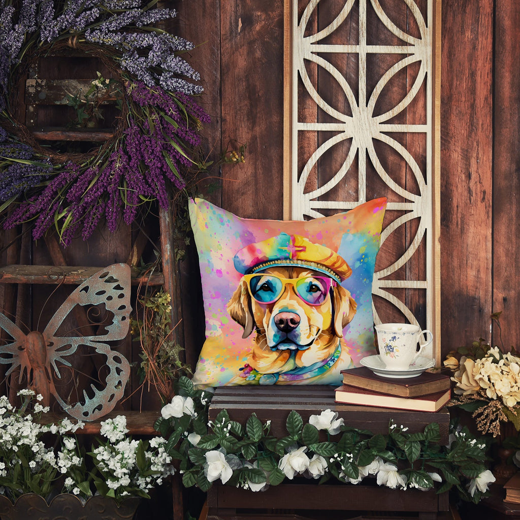 Yellow Labrador Hippie Dawg Throw Pillow-2