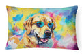 Yellow Labrador Hippie Dawg Throw Pillow-0