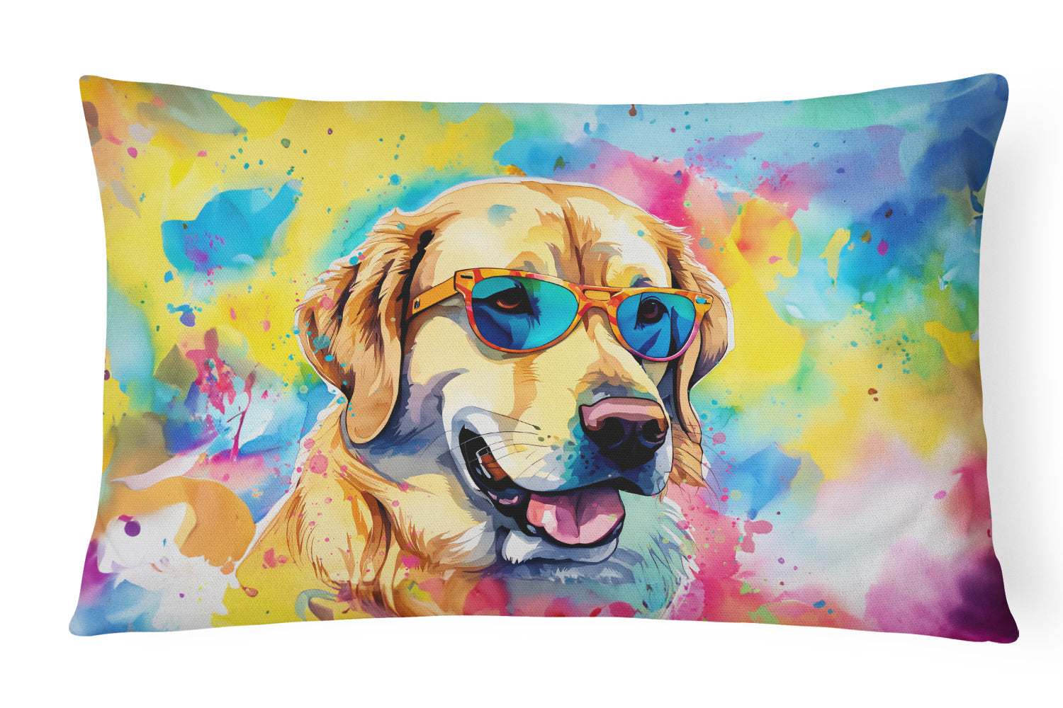 Yellow Labrador Hippie Dawg Throw Pillow-0