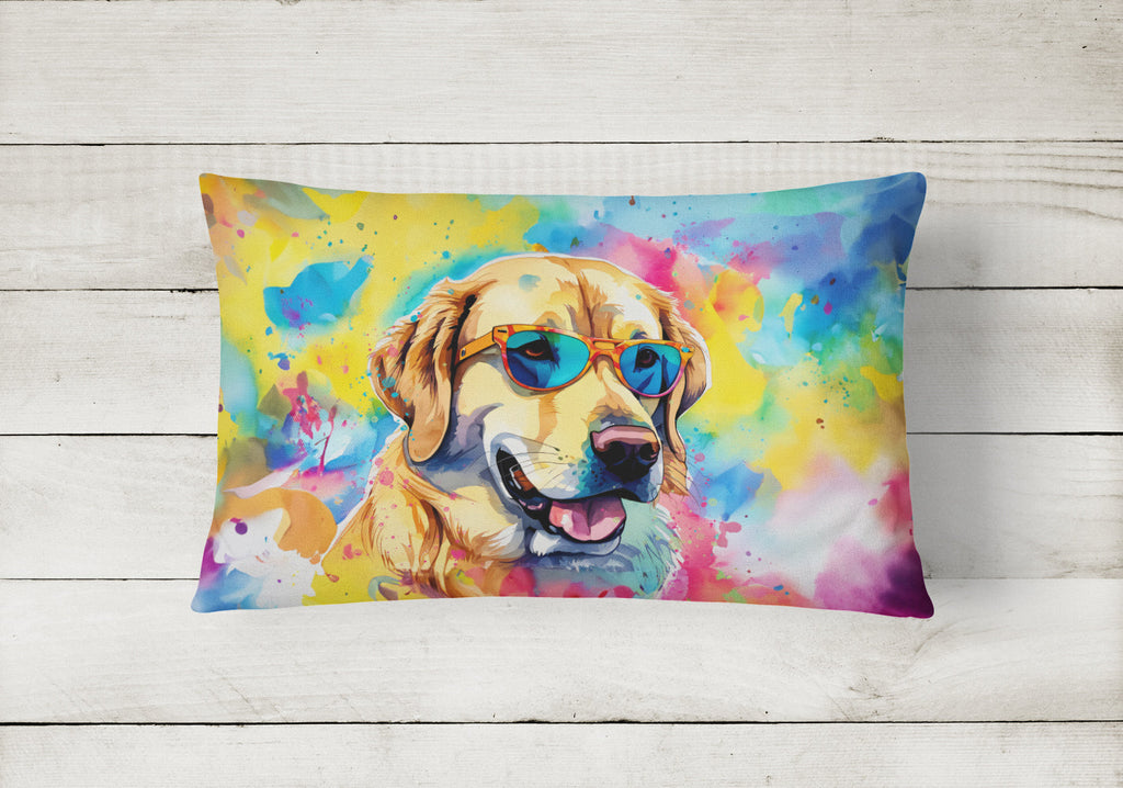 Yellow Labrador Hippie Dawg Throw Pillow-1