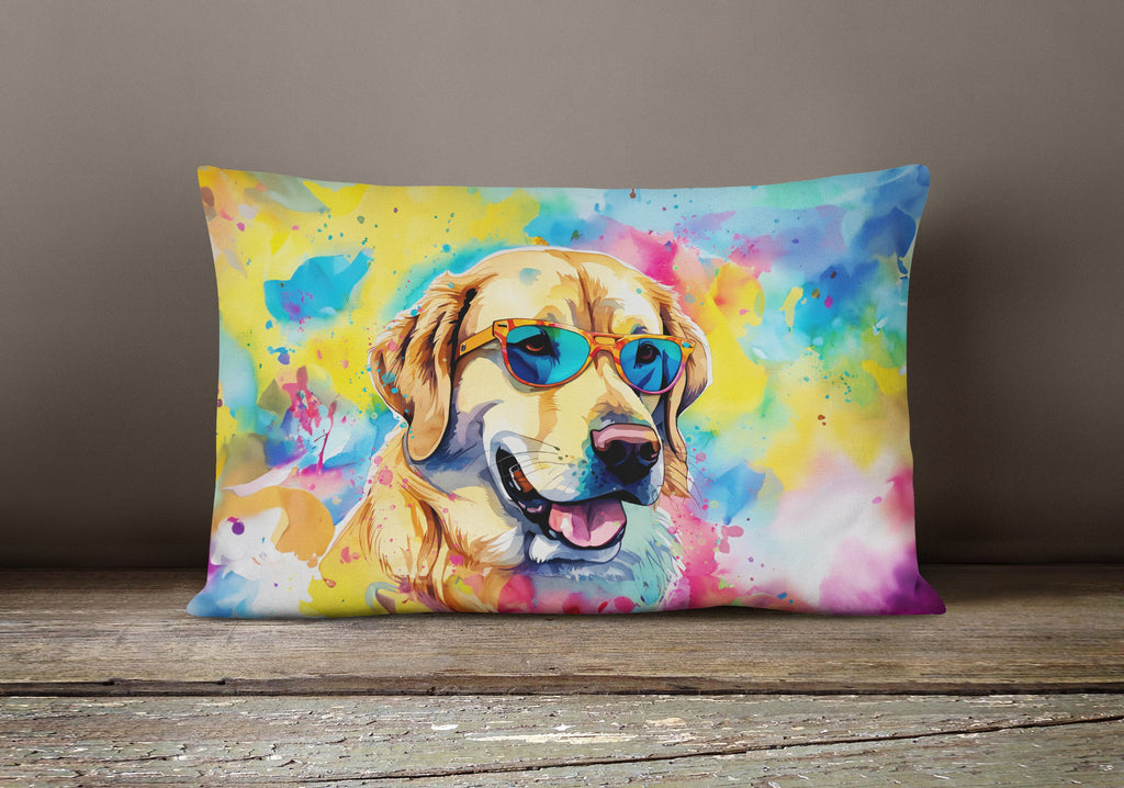 Yellow Labrador Hippie Dawg Throw Pillow-3
