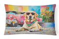 Yellow Labrador Hippie Dawg Throw Pillow-0