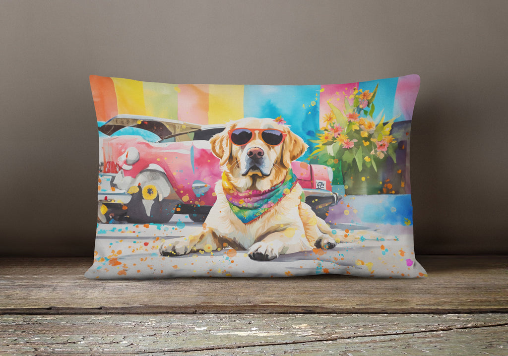 Yellow Labrador Hippie Dawg Throw Pillow-3