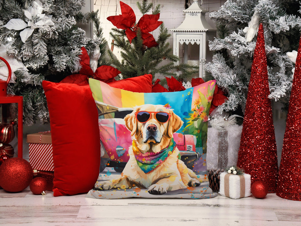 Yellow Labrador Hippie Dawg Throw Pillow-1