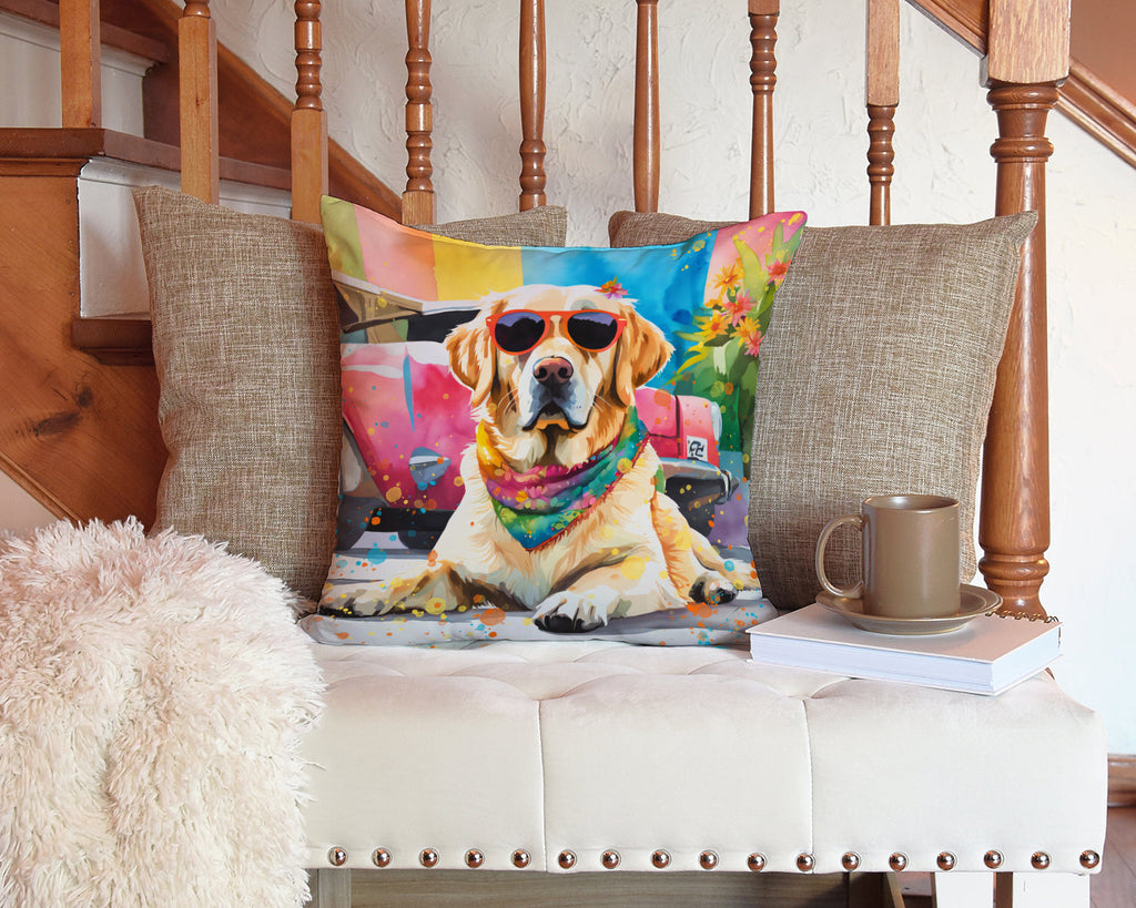 Yellow Labrador Hippie Dawg Throw Pillow-4