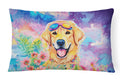 Yellow Labrador Hippie Dawg Throw Pillow-0