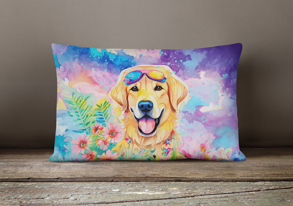 Yellow Labrador Hippie Dawg Throw Pillow-3