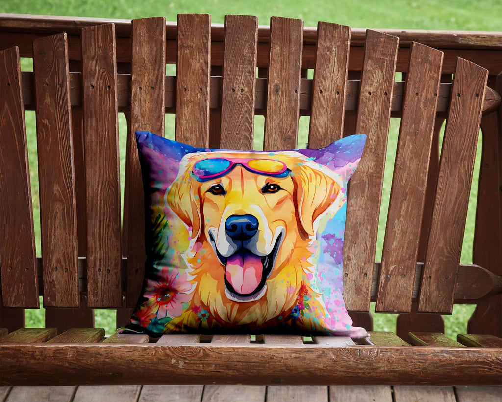 Yellow Labrador Hippie Dawg Throw Pillow-3