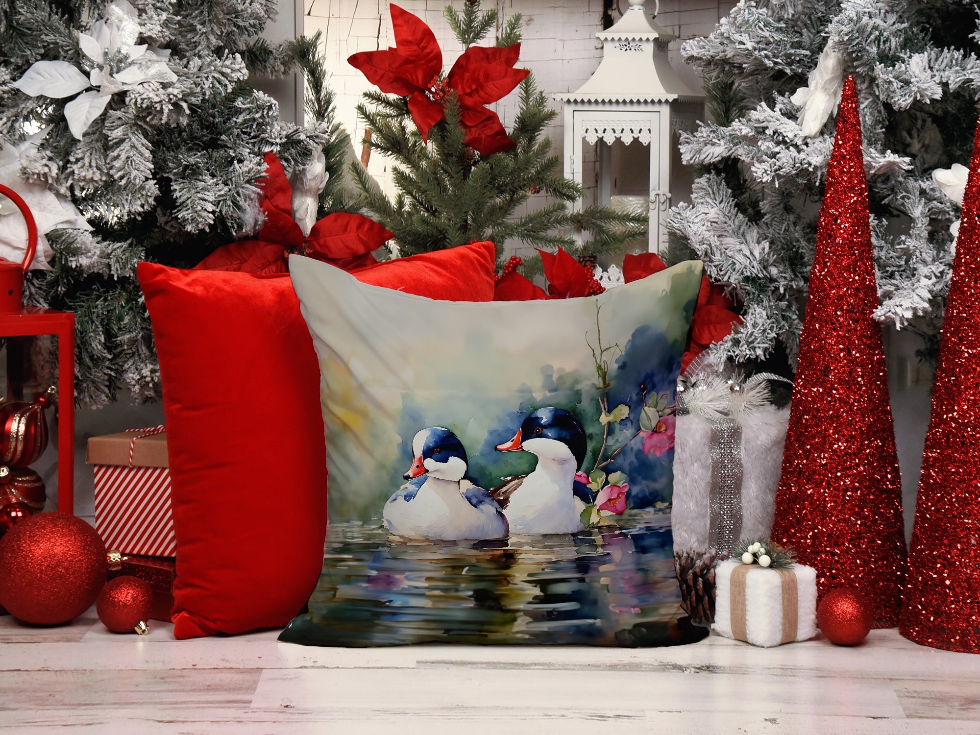 Bufflehead Throw Pillow-4