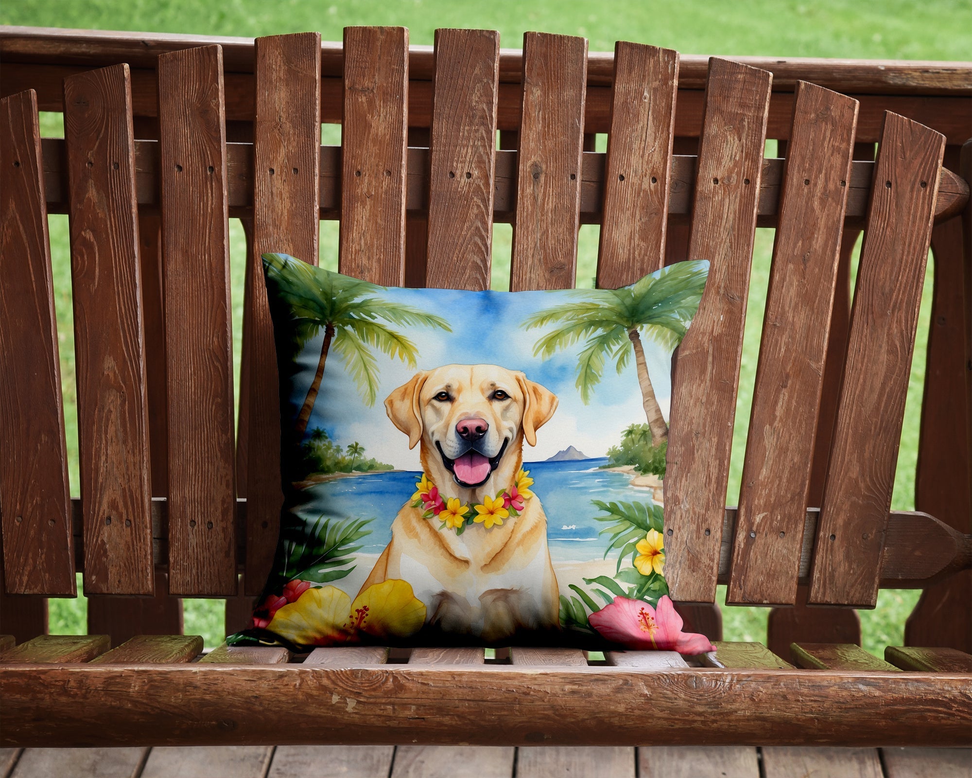Yellow Labrador Retriever Luau Throw Pillow-1