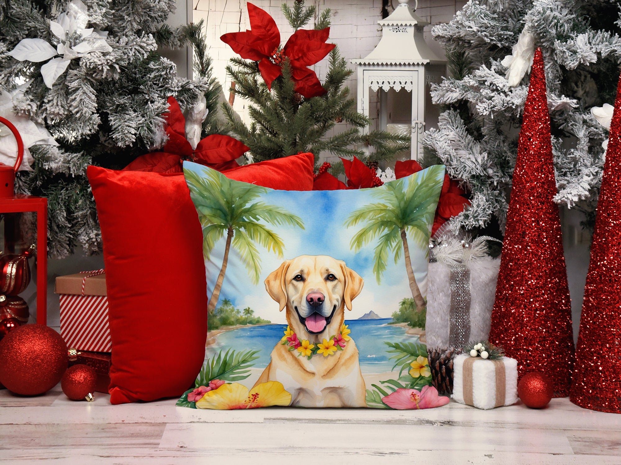 Yellow Labrador Retriever Luau Throw Pillow-4