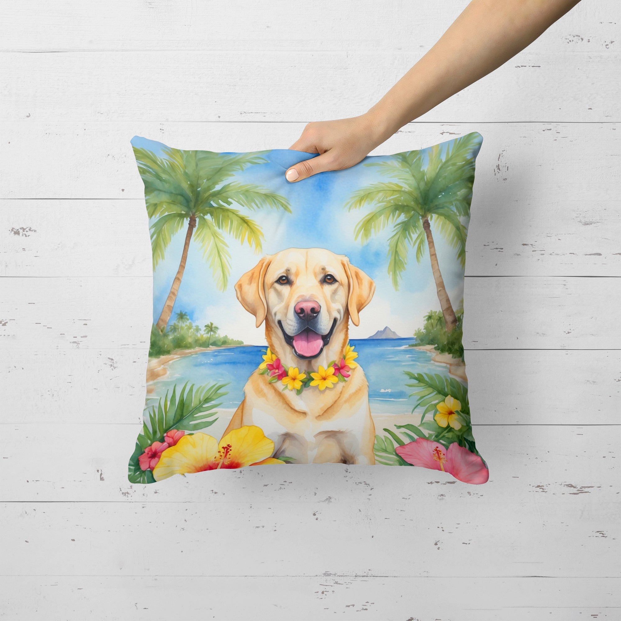 Yellow Labrador Retriever Luau Throw Pillow-1