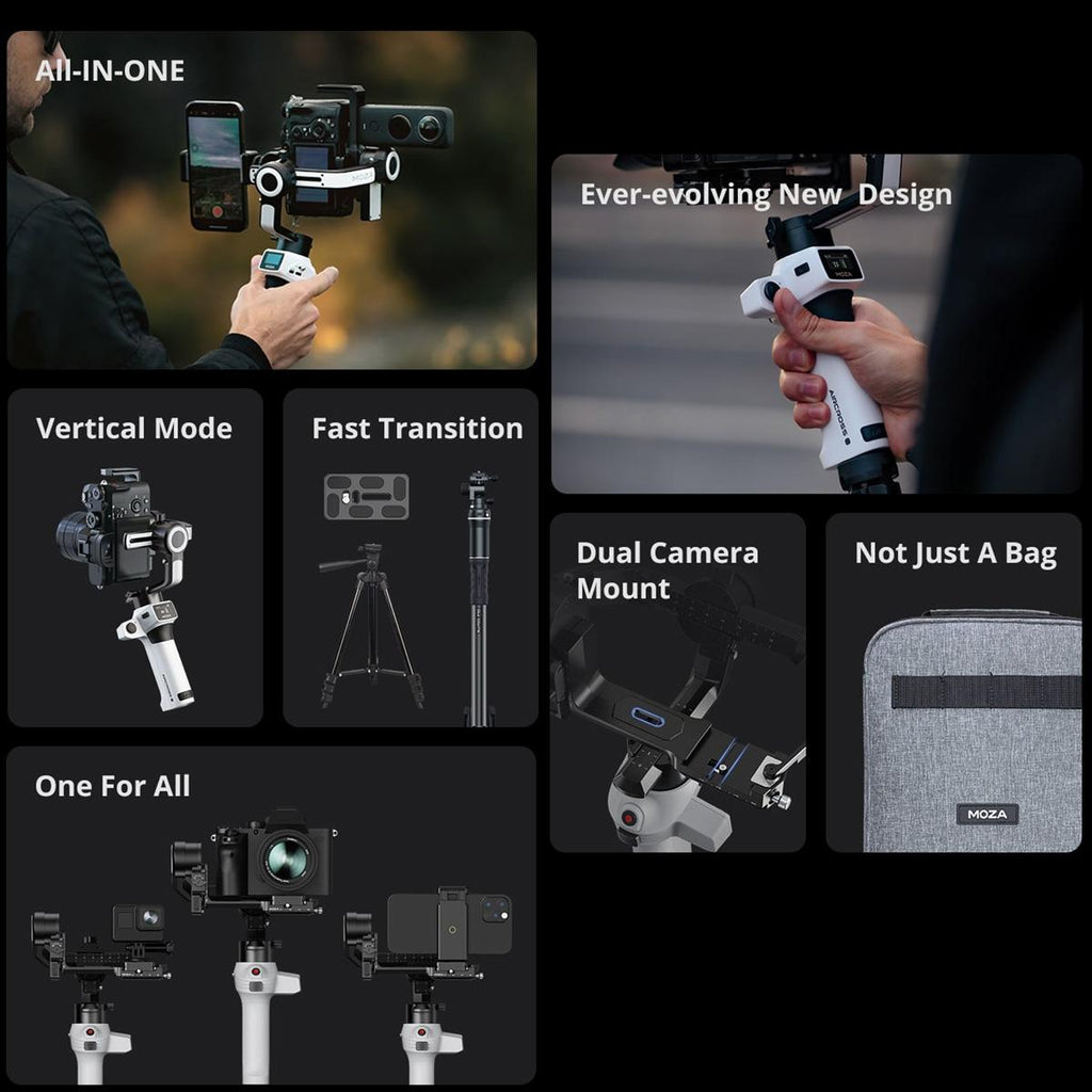NNEIDS Aircross S 3 Axis Foldable Handheld Gimbal Stabilizer For Dslr Cameras And Smart Phone White