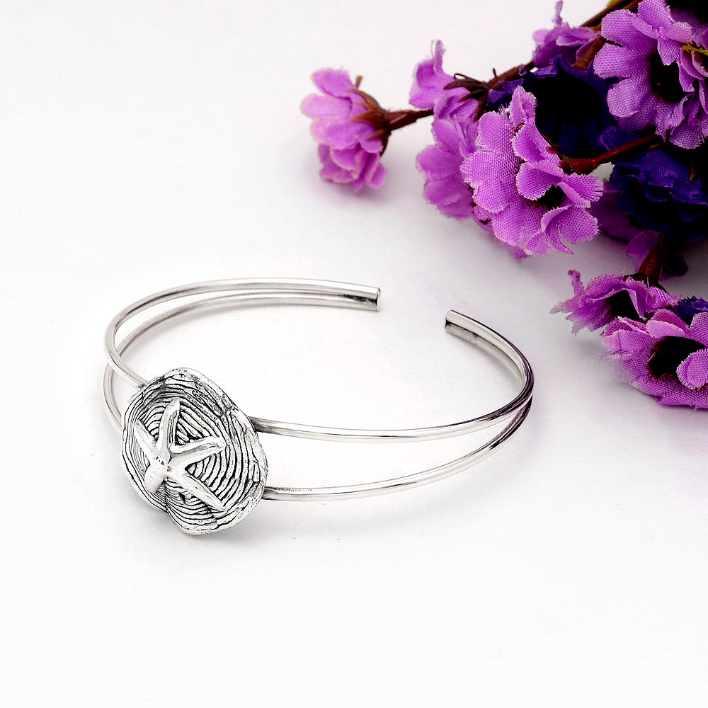 925 Sterling Silver Starfish Bangle Bracelet for Women – Beach Jewelry DGB1011-2