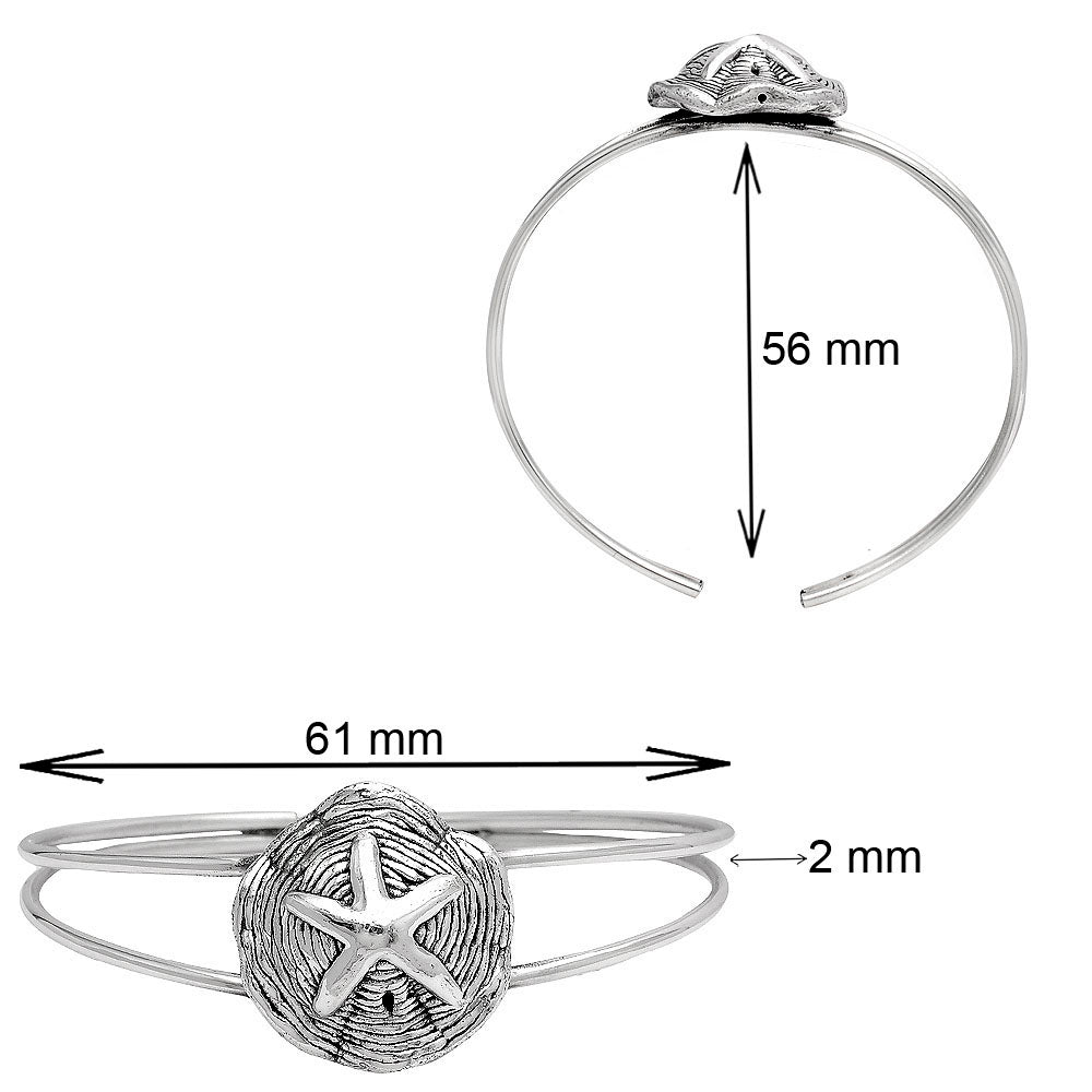 925 Sterling Silver Starfish Bangle Bracelet for Women – Beach Jewelry DGB1011-1